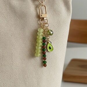 Avocado Green Handmade Beaded Bag Charm Keychain